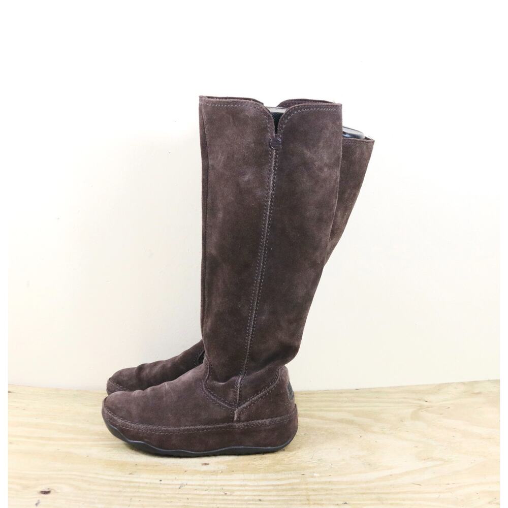 Fitflop Boots 6 Brown Suede Superboot Pull On Wedge Tall Knee High Shoes